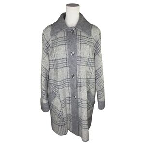 Vintage Passport Gray Plaid Wool Coat Pink Lining Made in USA Classic